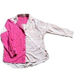 Women’s Pink Contrast Button Up Blouse